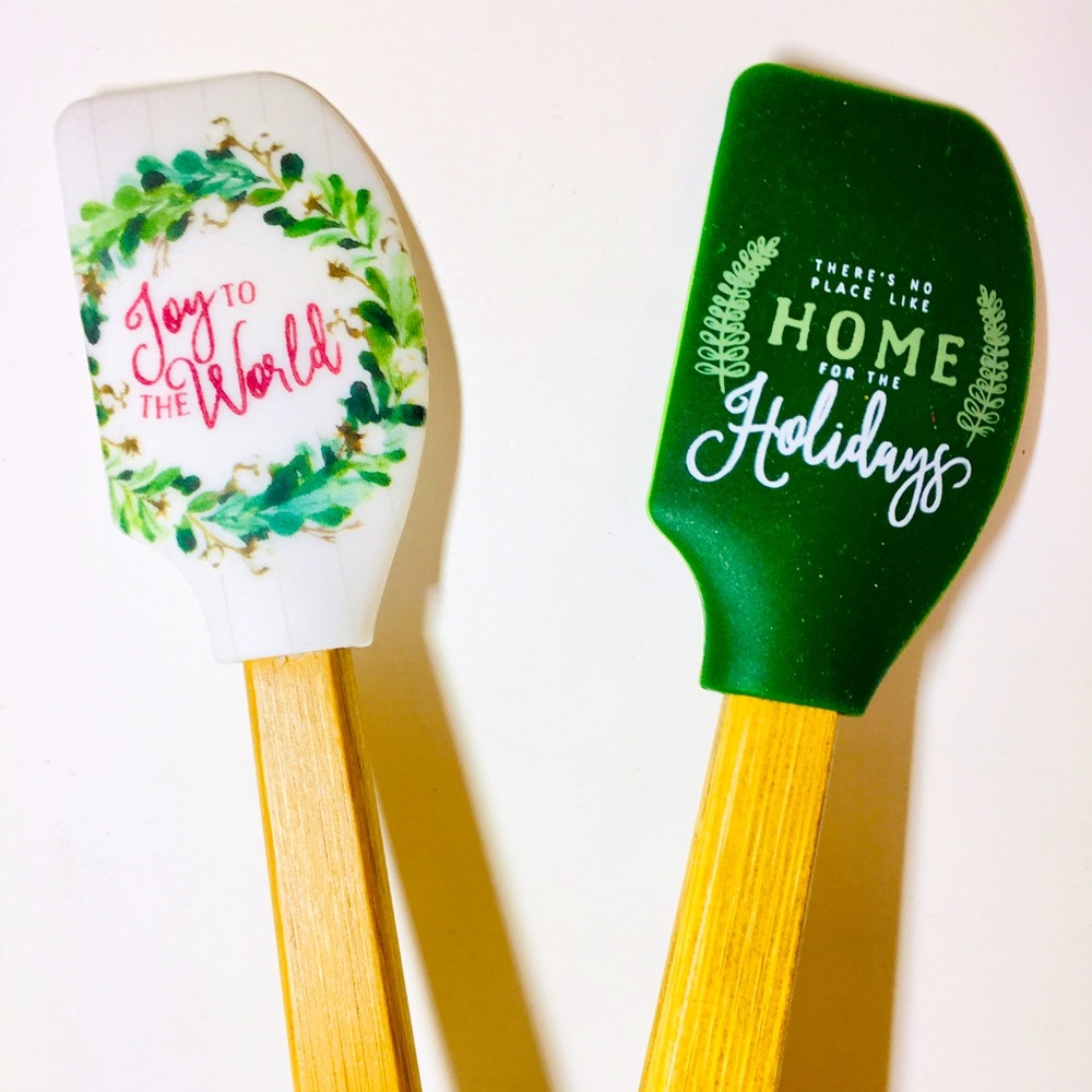2 Mini Xmas Silicone Spatulas Joy to the World